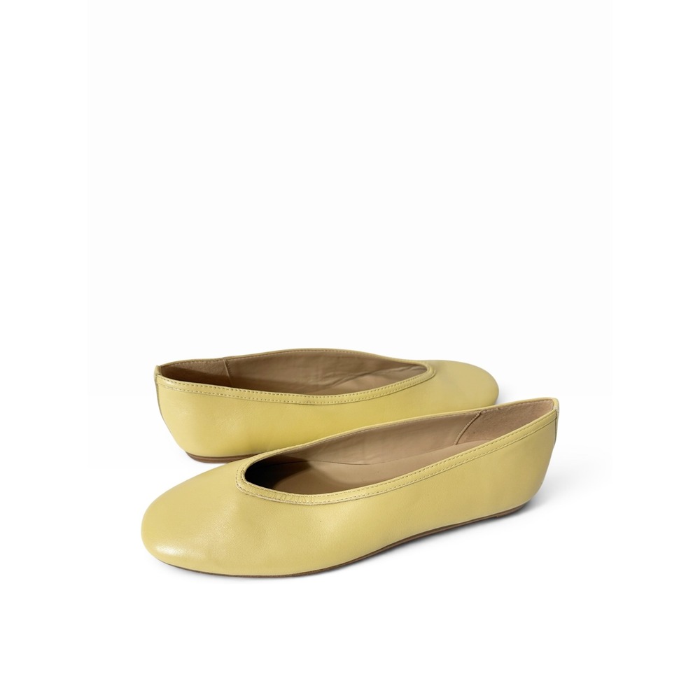 Marc Fisher LTD Gradi Yellow Leather Square Toe Slip On Ballet Flats Size 9